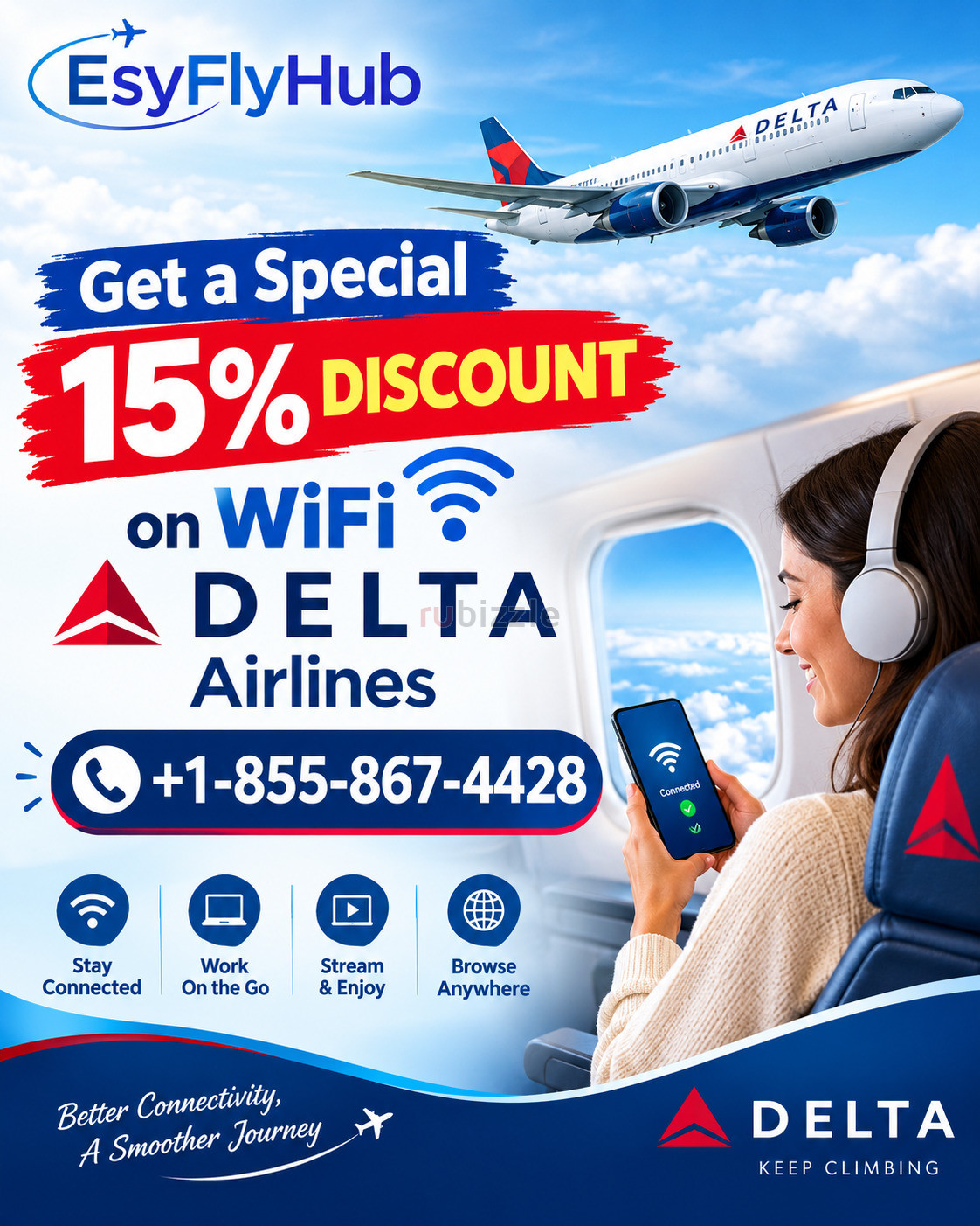 Get a Special 15% Discount on WiFi in Delta Airlines