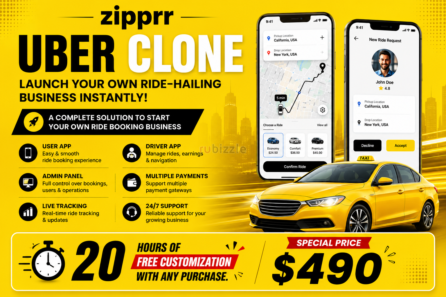 Zipprr Uber Clone Script – $490 | Build Your Ride-Sharing Startup Fast